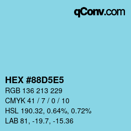 カラーコード: HEX #88D5E5 | qconv.com