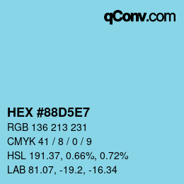 カラーコード: HEX #88D5E7 | qconv.com