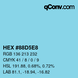 颜色代码: HEX #88D5E8 | qconv.com