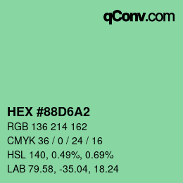 カラーコード: HEX #88D6A2 | qconv.com