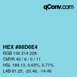 颜色代码: HEX #88D6E4 | qconv.com
