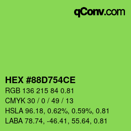 Farbcode: HEX #88D754CE | qconv.com