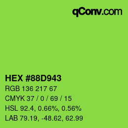 Color code: HEX #88D943 | qconv.com