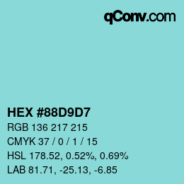 Color code: HEX #88D9D7 | qconv.com