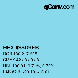 Color code: HEX #88D9EB | qconv.com