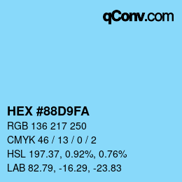 Color code: HEX #88D9FA | qconv.com
