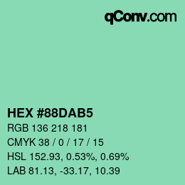 カラーコード: HEX #88DAB5 | qconv.com