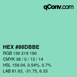 カラーコード: HEX #88DBBE | qconv.com