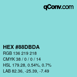 カラーコード: HEX #88DBDA | qconv.com