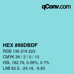 颜色代码: HEX #88DBDF | qconv.com