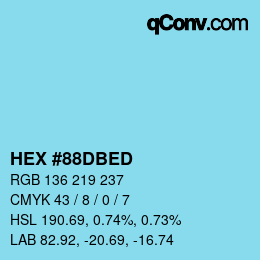 颜色代码: HEX #88DBED | qconv.com