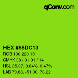 Color code: HEX #88DC13 | qconv.com