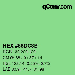 Farbcode: HEX #88DC8B | qconv.com