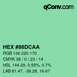 Color code: HEX #88DCAA | qconv.com