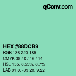 Color code: HEX #88DCB9 | qconv.com