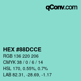 Color code: HEX #88DCCE | qconv.com