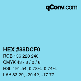カラーコード: HEX #88DCF0 | qconv.com