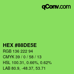 Color code: HEX #88DE5E | qconv.com