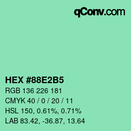 カラーコード: HEX #88E2B5 | qconv.com