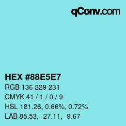 颜色代码: HEX #88E5E7 | qconv.com