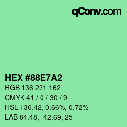 颜色代码: HEX #88E7A2 | qconv.com