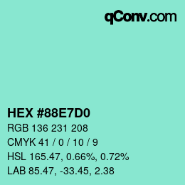 颜色代码: HEX #88E7D0 | qconv.com