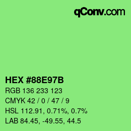Farbcode: HEX #88E97B | qconv.com