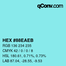 Color code: HEX #88EAEB | qconv.com