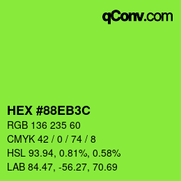 Color code: HEX #88EB3C | qconv.com