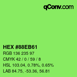 カラーコード: HEX #88EB61 | qconv.com