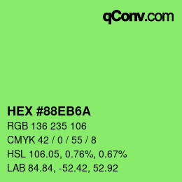 Color code: HEX #88EB6A | qconv.com