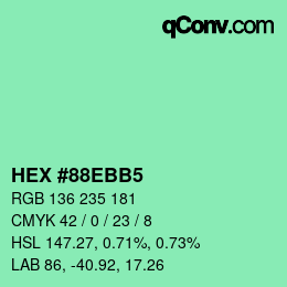 颜色代码: HEX #88EBB5 | qconv.com
