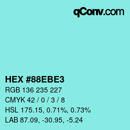 Color code: HEX #88EBE3 | qconv.com