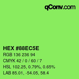 Código de color: HEX #88EC5E | qconv.com