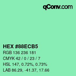 カラーコード: HEX #88ECB5 | qconv.com