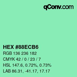 カラーコード: HEX #88ECB6 | qconv.com