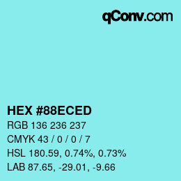 カラーコード: HEX #88ECED | qconv.com
