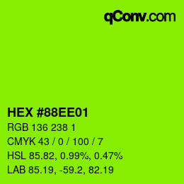 Color code: HEX #88EE01 | qconv.com