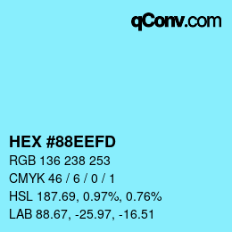 Color code: HEX #88EEFD | qconv.com