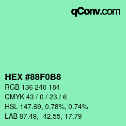 Color code: HEX #88F0B8 | qconv.com