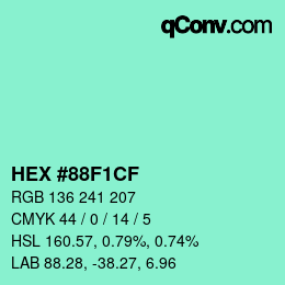 カラーコード: HEX #88F1CF | qconv.com