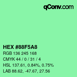 Color code: HEX #88F5A8 | qconv.com