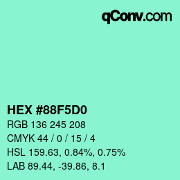 颜色代码: HEX #88F5D0 | qconv.com