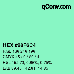 Color code: HEX #88F6C4 | qconv.com