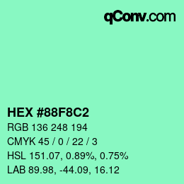 カラーコード: HEX #88F8C2 | qconv.com