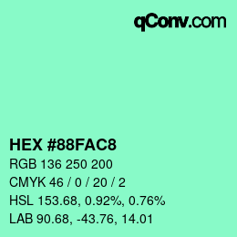 Color code: HEX #88FAC8 | qconv.com