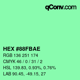Color code: HEX #88FBAE | qconv.com