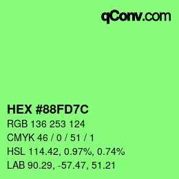 カラーコード: HEX #88FD7C | qconv.com