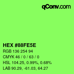 Código de color: HEX #88FE5E | qconv.com
