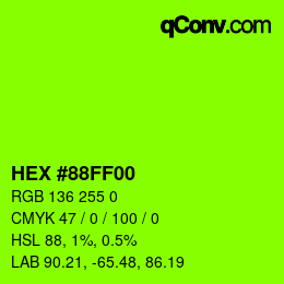 カラーコード: HEX #88FF00 | qconv.com